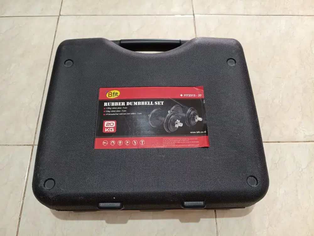 Bfit Rubber Dumbbell Set 20KG Lengkap EX Pribadi