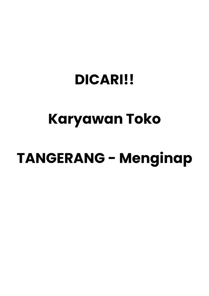 DIBUTUHKAN KARYAWAN TOKO