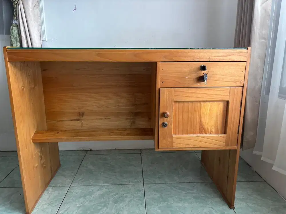 JUAL CEPAT MEJA KAYU 95 x 46 SOLID MINIMALIS KLASIK