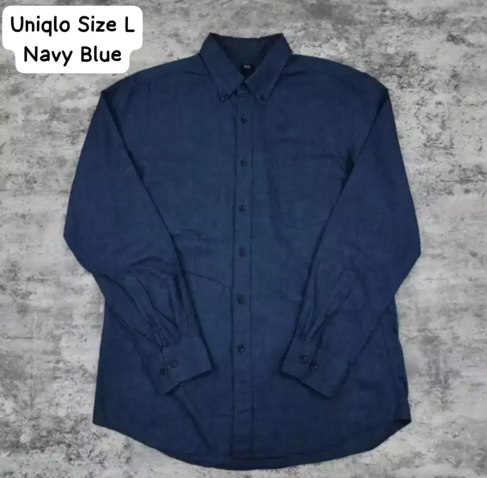 Kemeja Uniqlo Flannel Navy Blue Size L