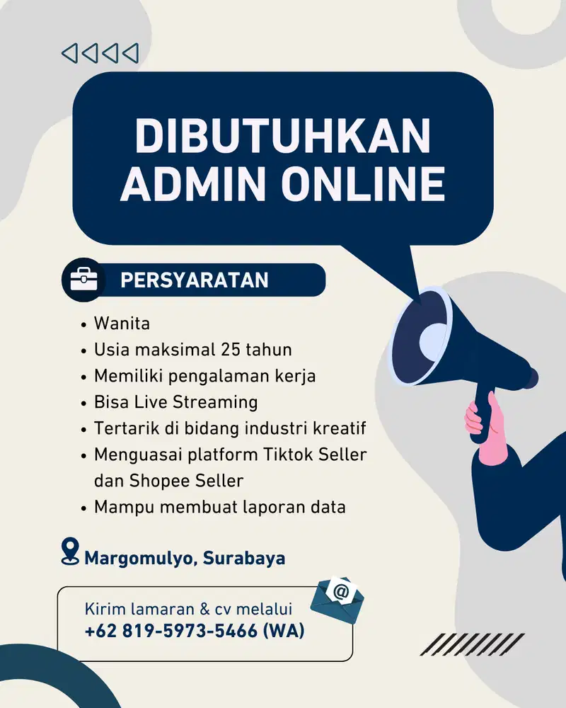DIBUTUHKAN ADMIN ONLINE