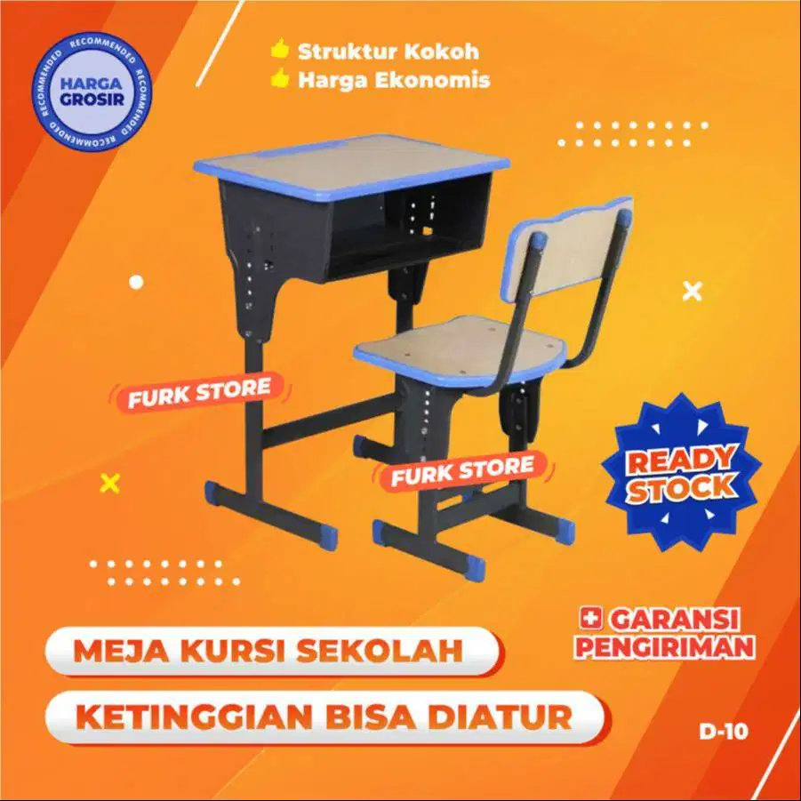 tipe D10 Meja Kursi Bangku Sekolah Rangka Besi