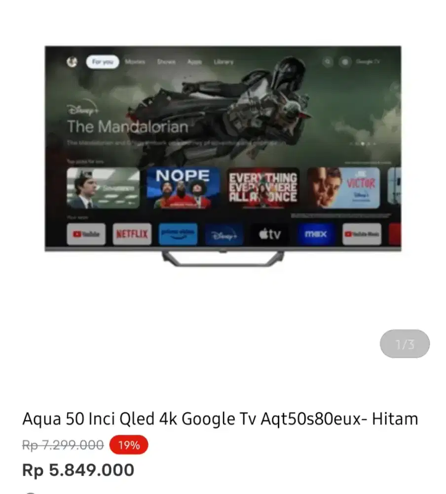 AQUA GOOGLE TV QLED 4K 50 INCI