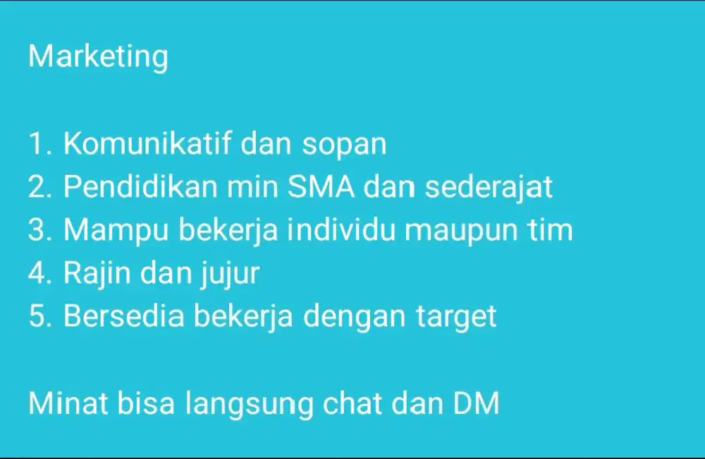 Dibutuhkan Marketing