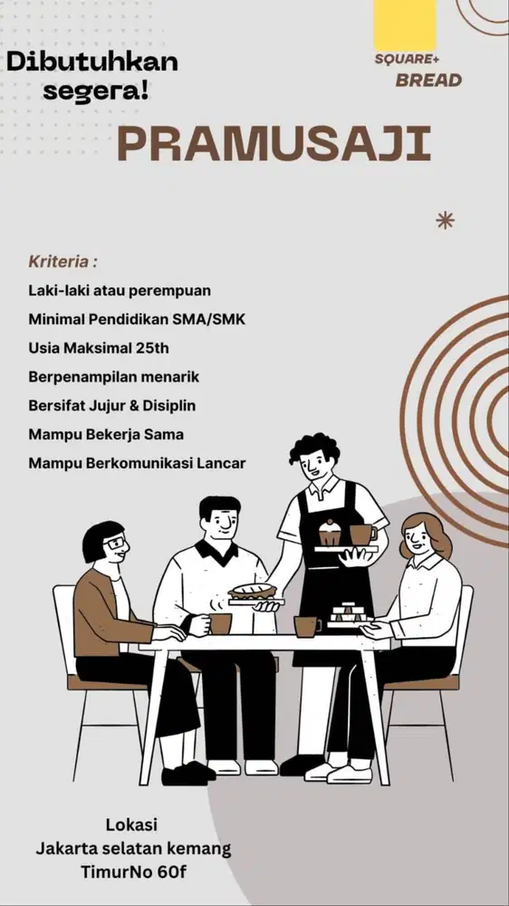 Dicari Pramusaji toko Roti