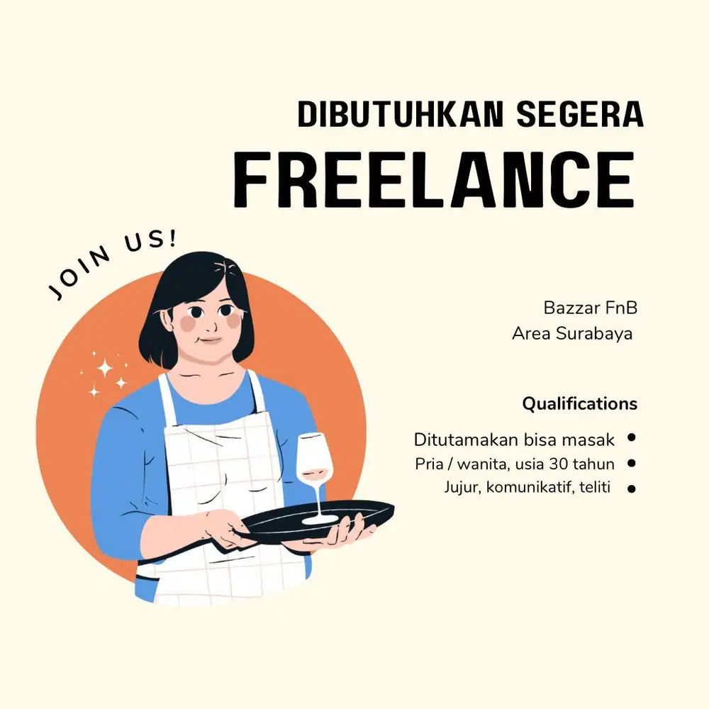 Dicari freelance jaga stand fnb