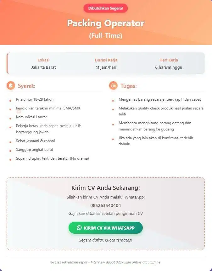 Lowongan Admin Gudang
