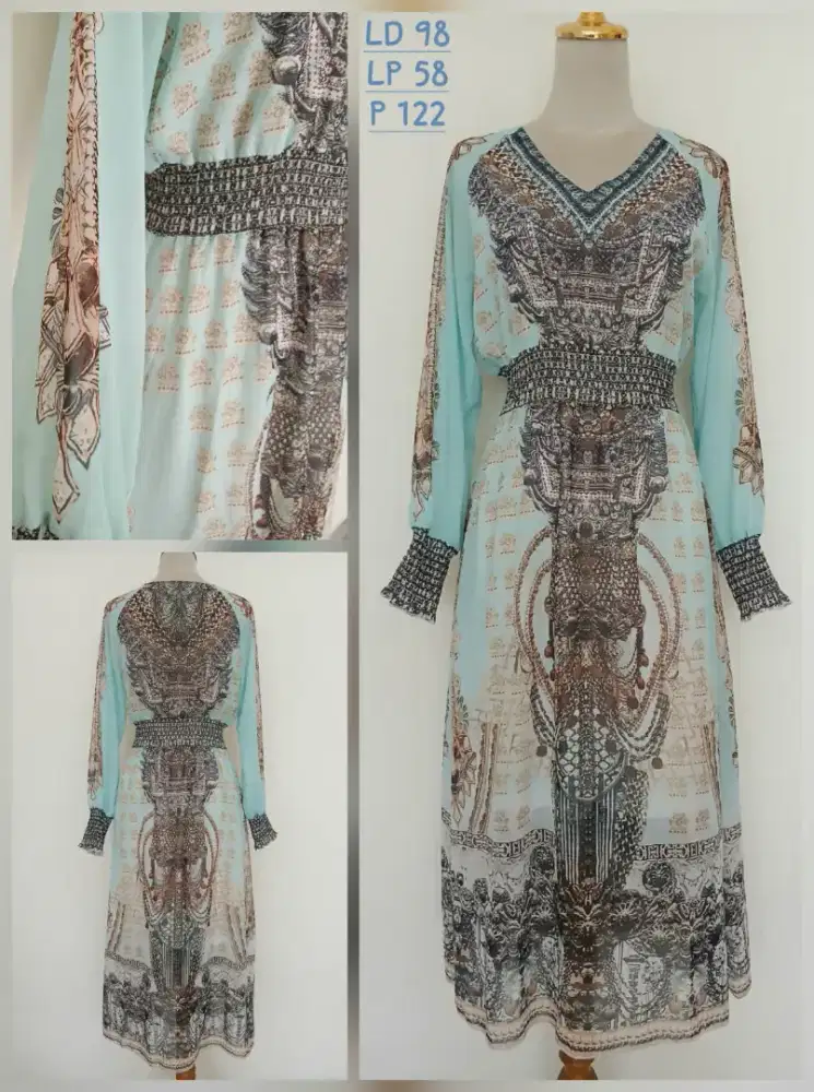 Baju terusan dress sifon Miss size L, preloved