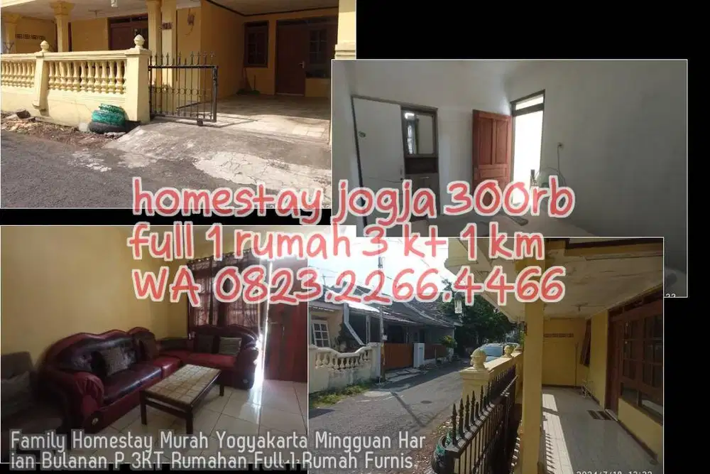 Family Homestay Murah Yogyakarta Mingguan Harian Bulanan P 3KT Rumahan