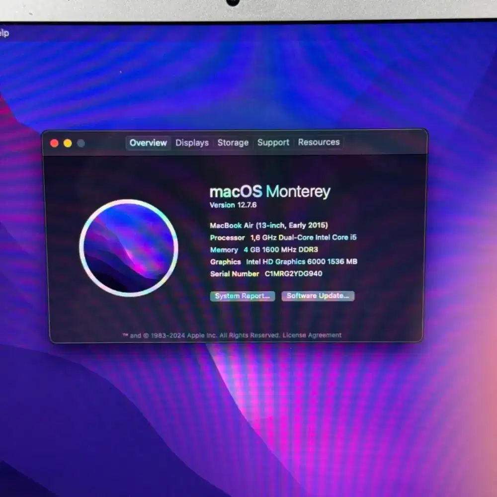 Macbook Air 2015 layar 13 inch Ram 4 Ssd 128