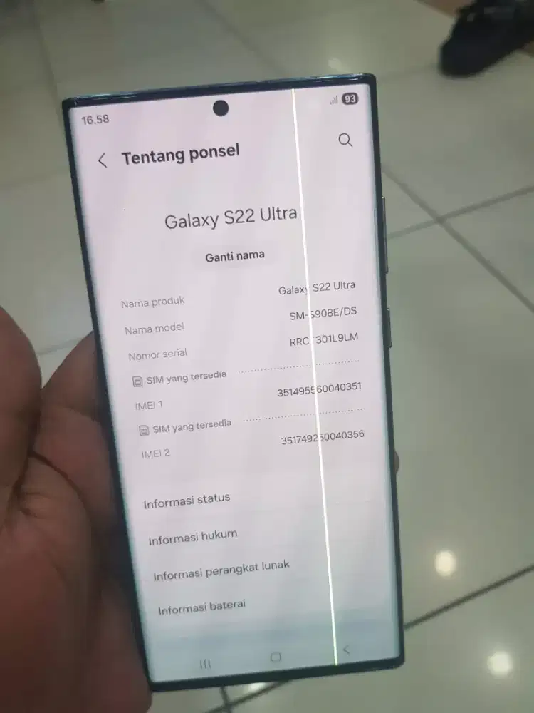 Samsung galaxi s22 ultra 128gb minus