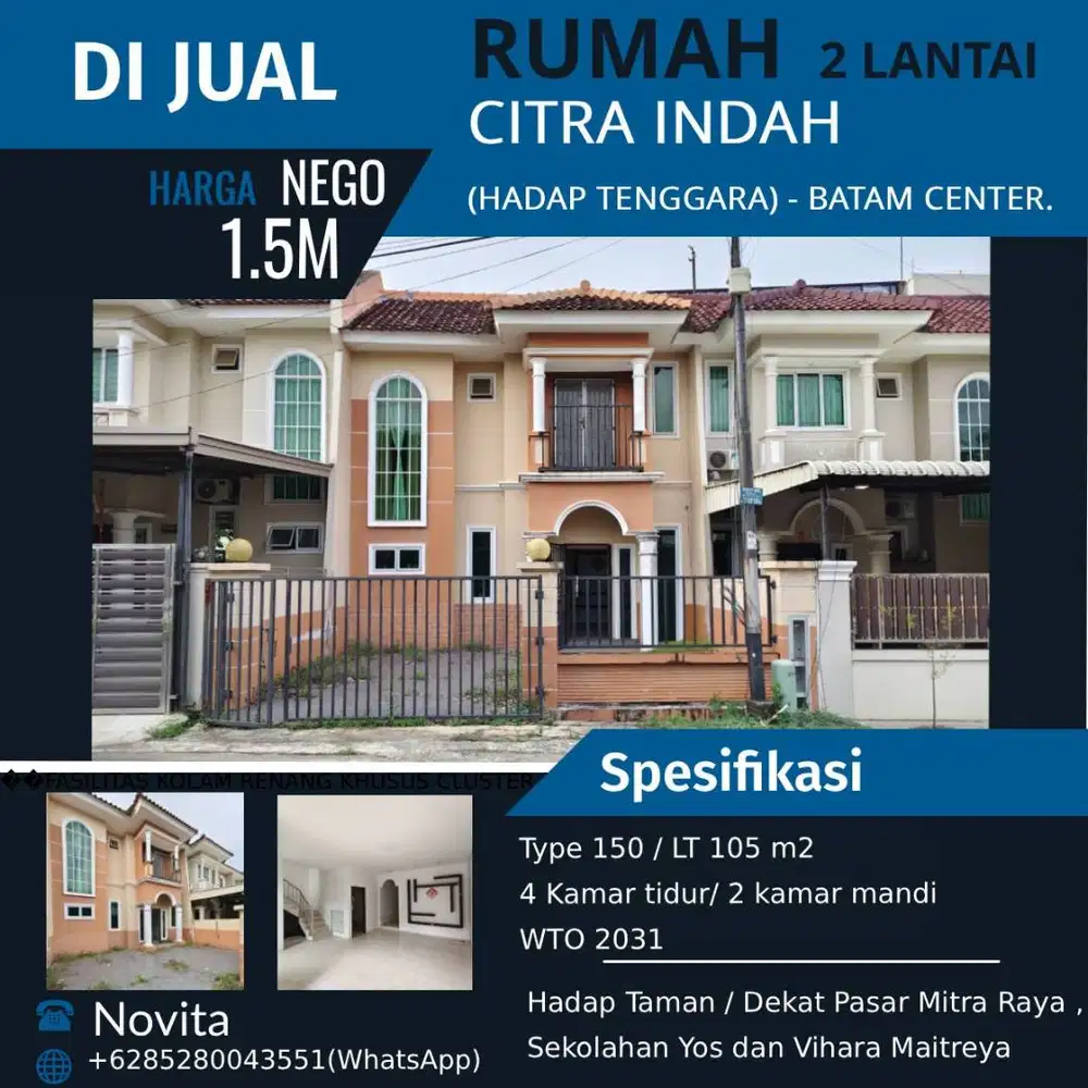 Rumah 2Lantai (Hadap Tenggara) CITRA INDAH Batam Center