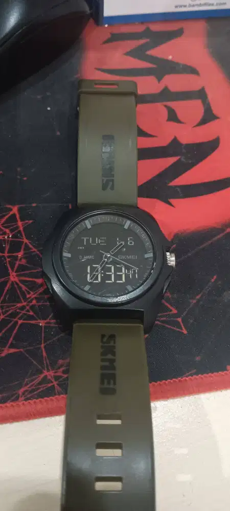 jam tangan analog-digital skmei 2199 alarm, tanggal anti air