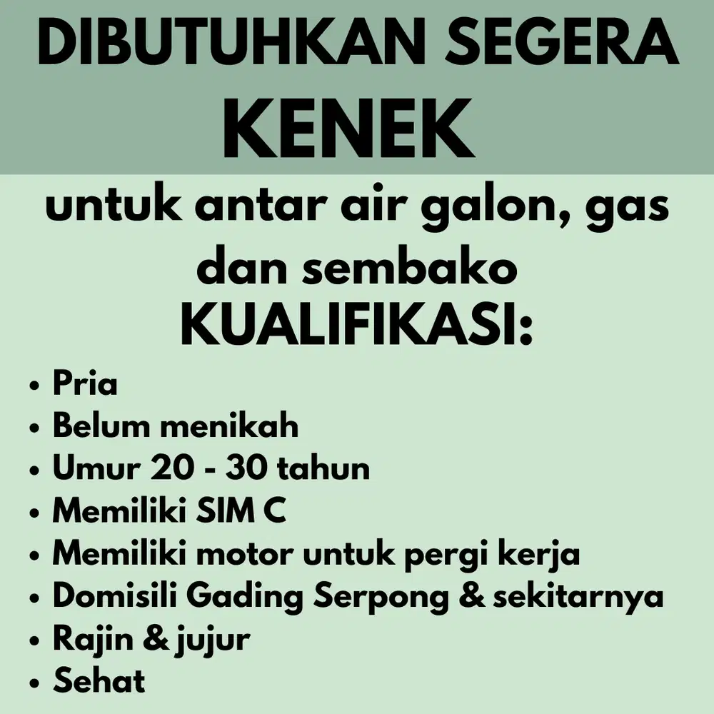 Lowongan Kerja Kenek
