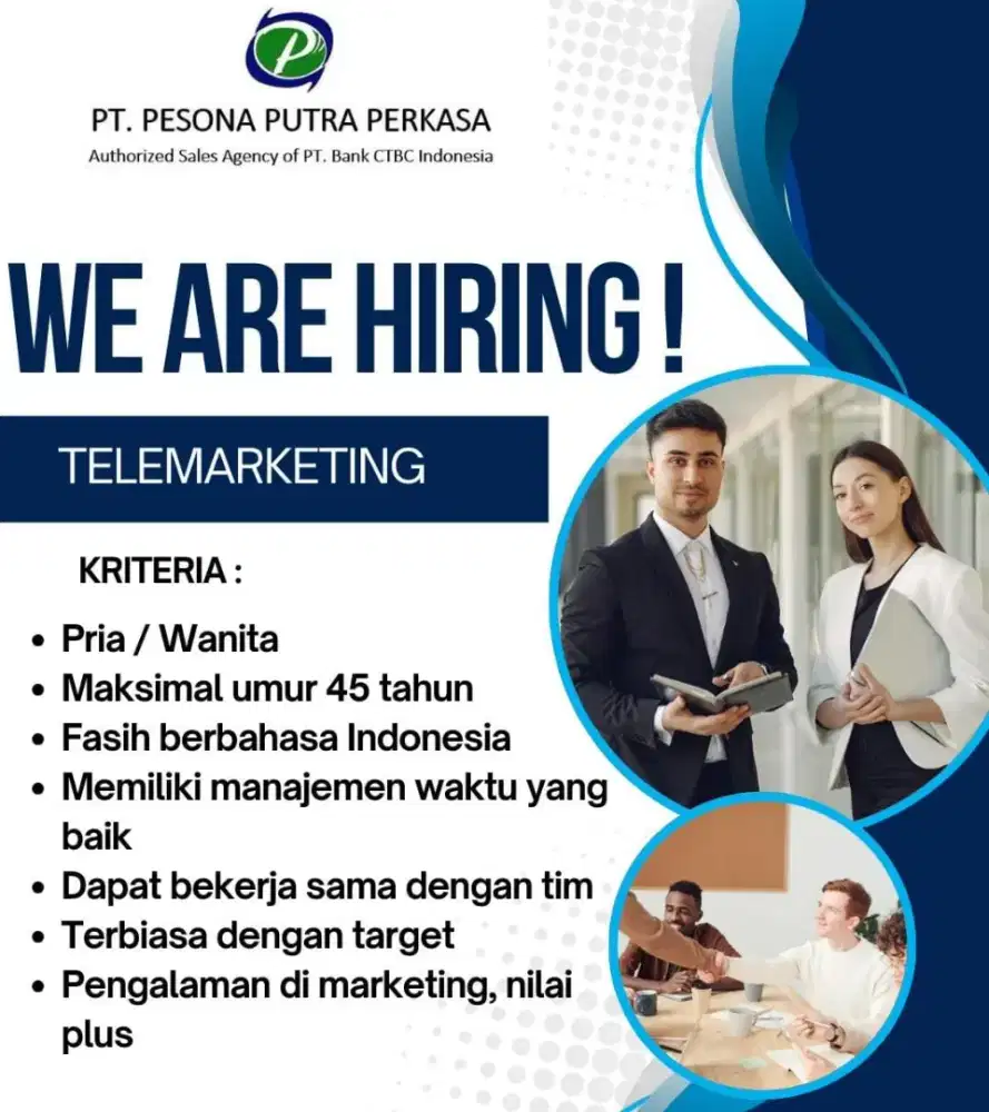 DIBUTUHKAN SEGERA, SALES PERBANKAN