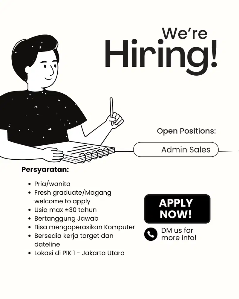 Dicari Admin Sales Properti (Fresh graduate/Magang welcome to apply)