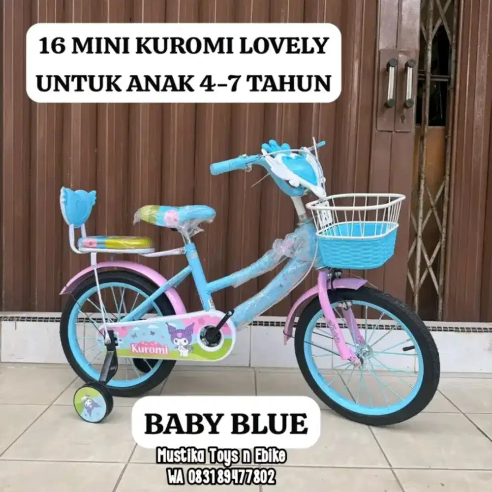 Sepeda anak cewk Mortein kuromi uk18 lengkap musik brlmpu