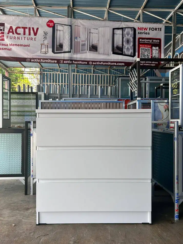 PROMO BUFFET/DRAWER 3 LACI PUTIH MINIMALIS SALE