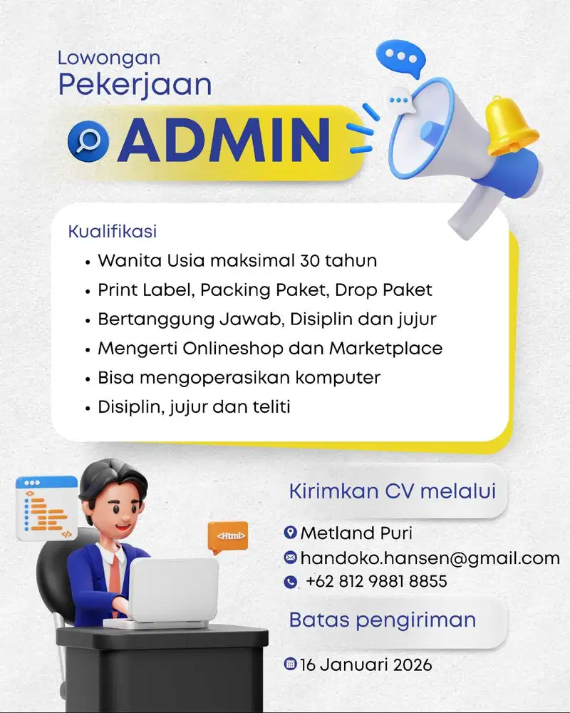 LOWONGAN ADMIN ONLINE (GREEN LAKE CITY)
