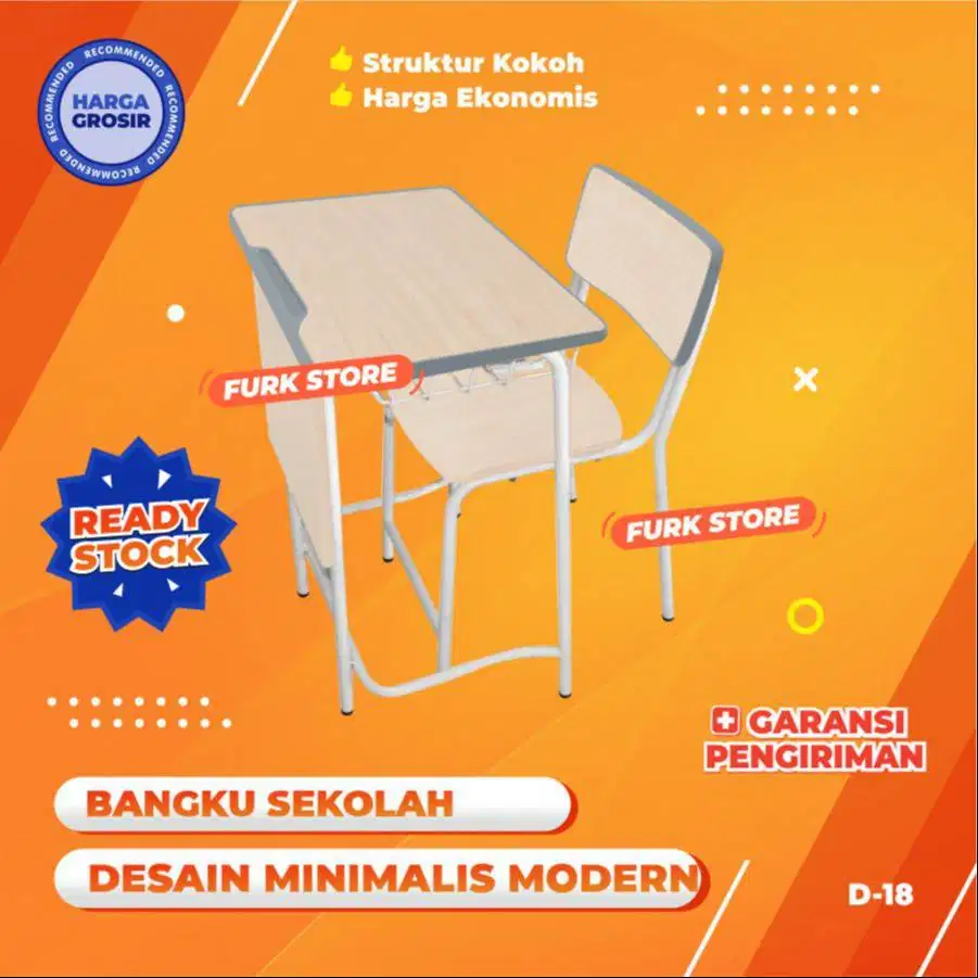 D18 meja kursi bangku sekolah rangka besi harga murah