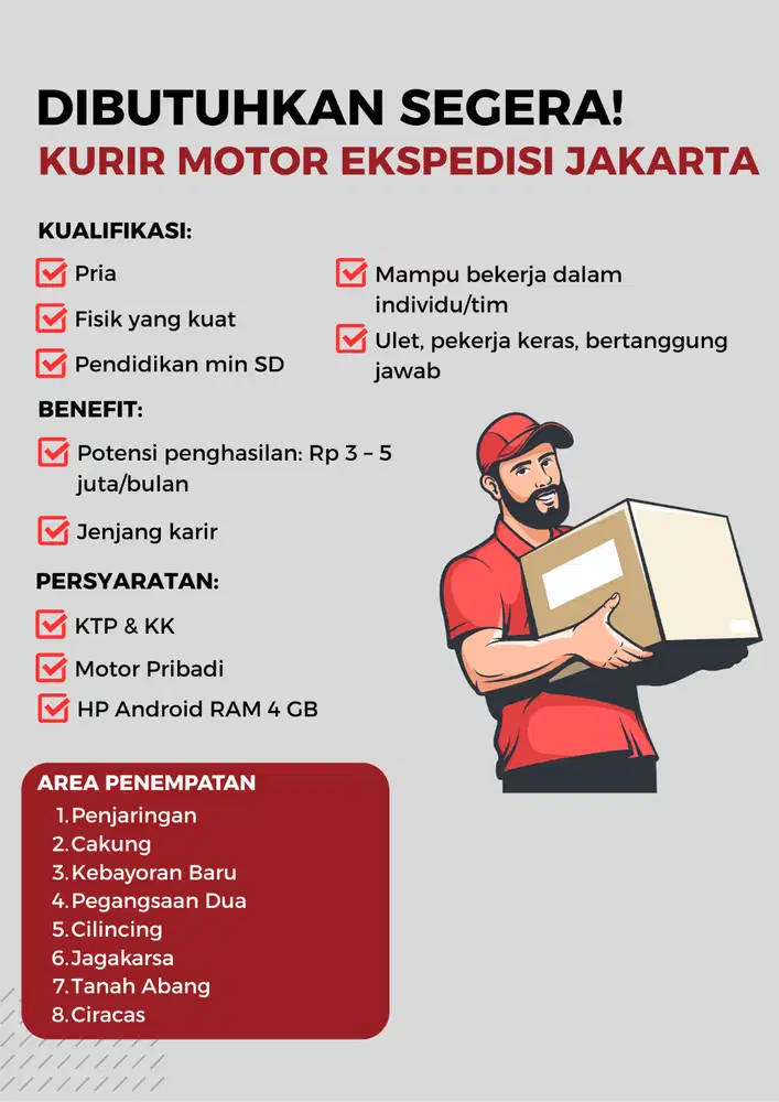 LOKER KURIR MOTOR SICEPAT JAKARTA