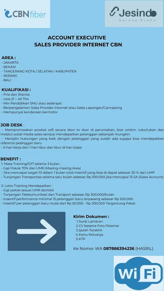 Sales Provider Internet Jabodetabek