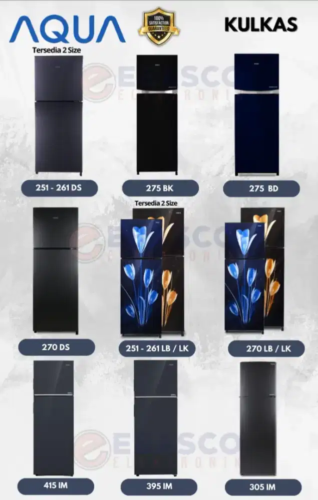 Kredit Kulkas Merk Aqua 1 pintu dan 2 pintu