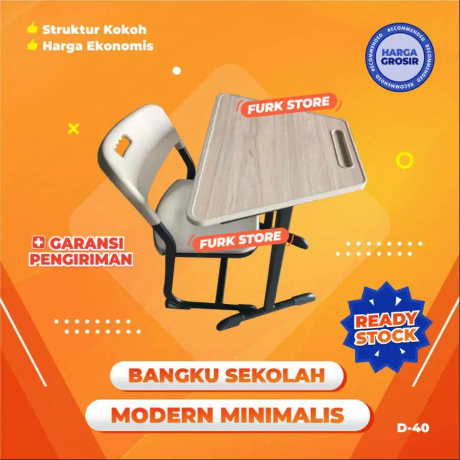 D40 meja kursi sekolah besi untuk SMP/ SMA/ SD