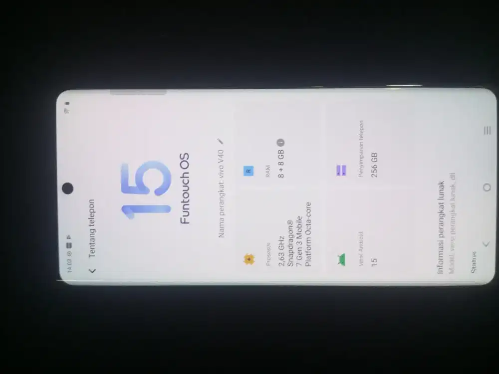 Vivo V40 Silver 8/256GB - Mulus Like New + Bonus 14 Case!