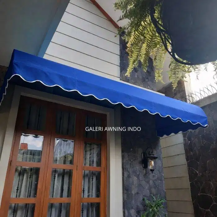 kanopi kain awning warna biru elegan bahan watersil