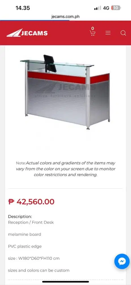 Meja resepsionis receptionist jecams