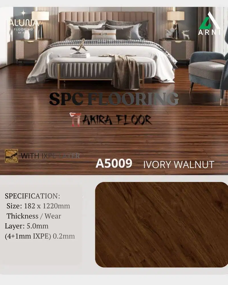SPC Flooring LAIV Tebal 5mm Akira Flooring Clip | Model Kayu | Busa Fo