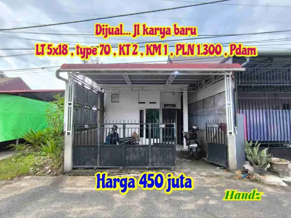 di jual rmh siap huni di jl karya baru