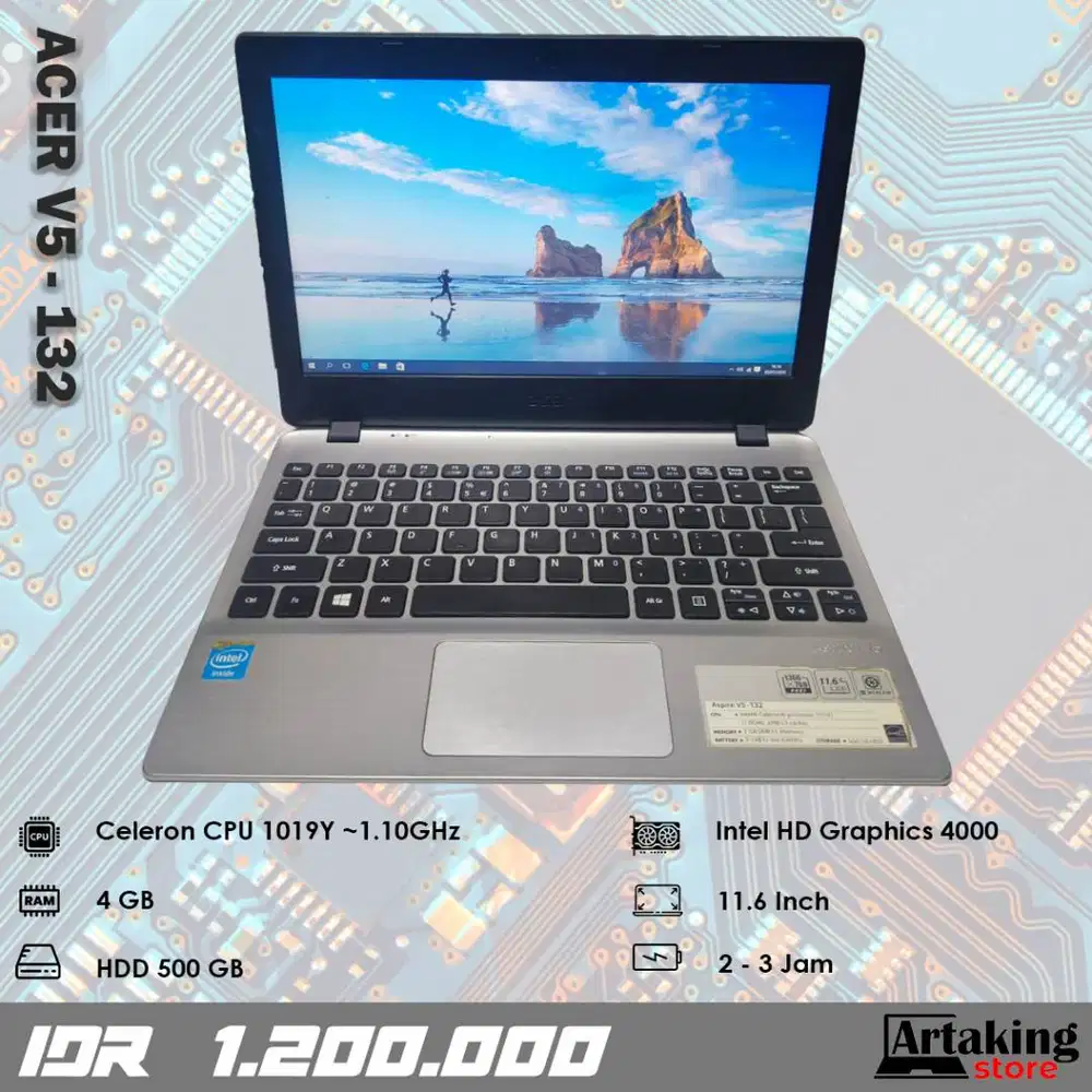 Acer V5 - 132 - Celeron 1019Y - Ram 4 GB - Normal Siap pakai
