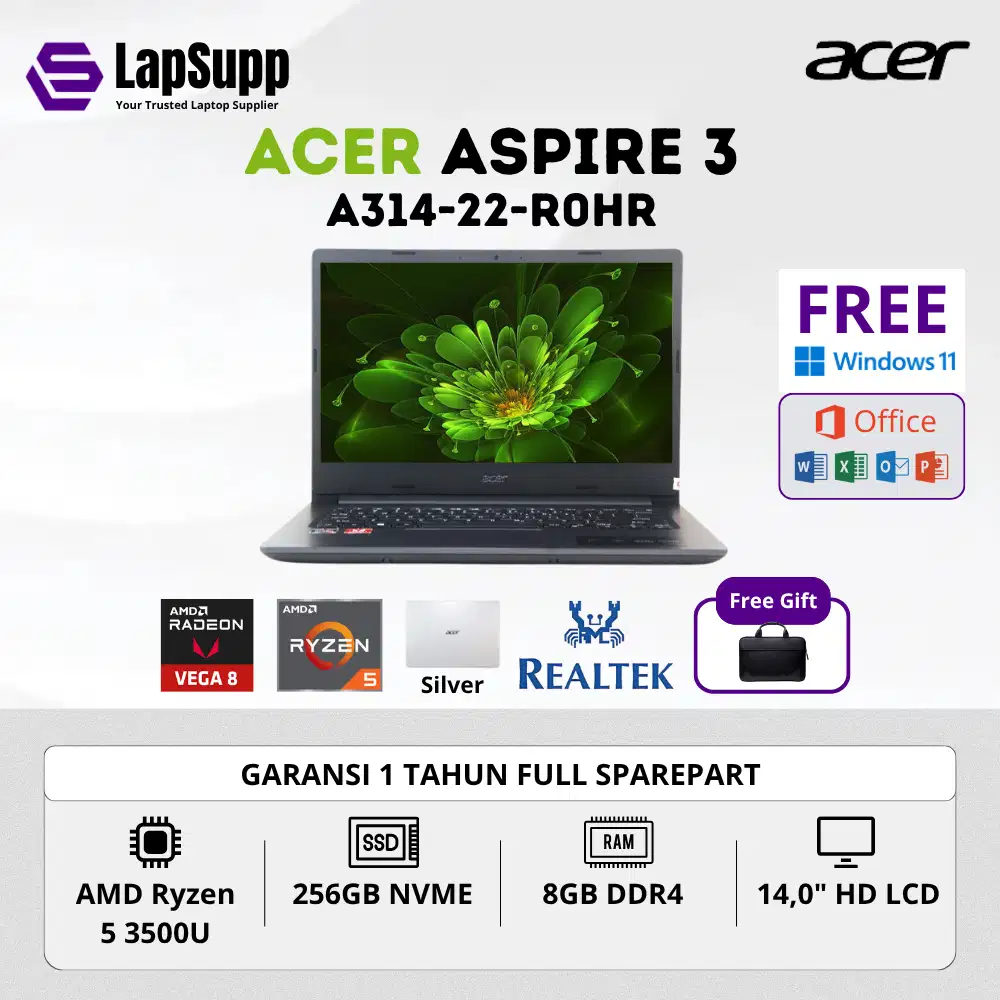 Laptop Gaming Murah Acer Aspire 3 A314-22-R0HR Ryzen 5 | 8GB | 256GB