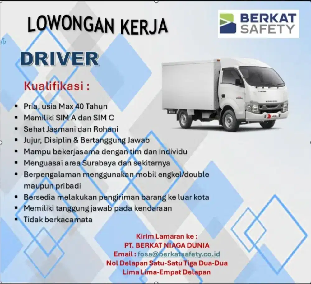 DIBUTUHKAN SEGERA DRIVER