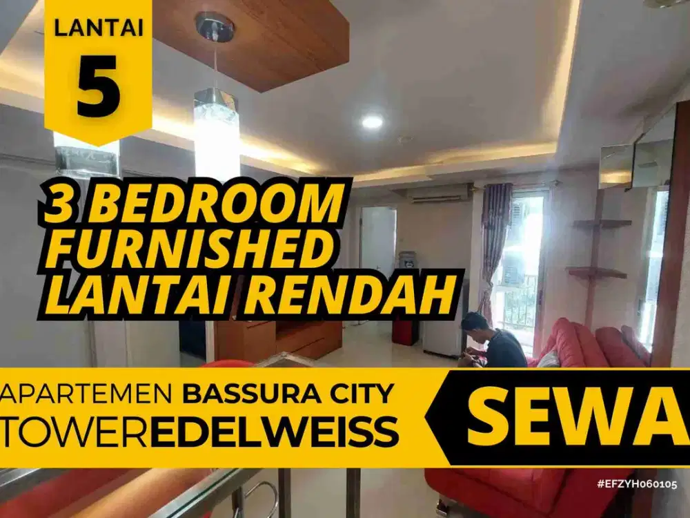 Sewa 3 Bedroom Lantai Rendah Tower E Apartemen Bassura City