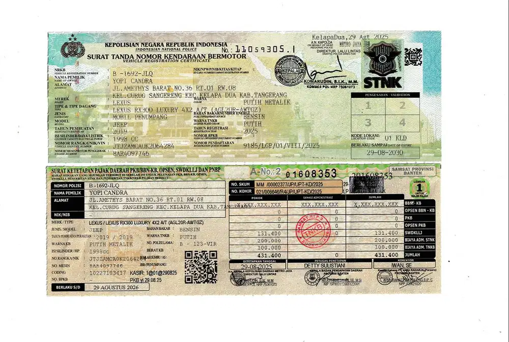 TAX=AGUSTUS Genap Bunga=5% Lexus RX300 luxury 2019 rx 300 LUXURY 2019