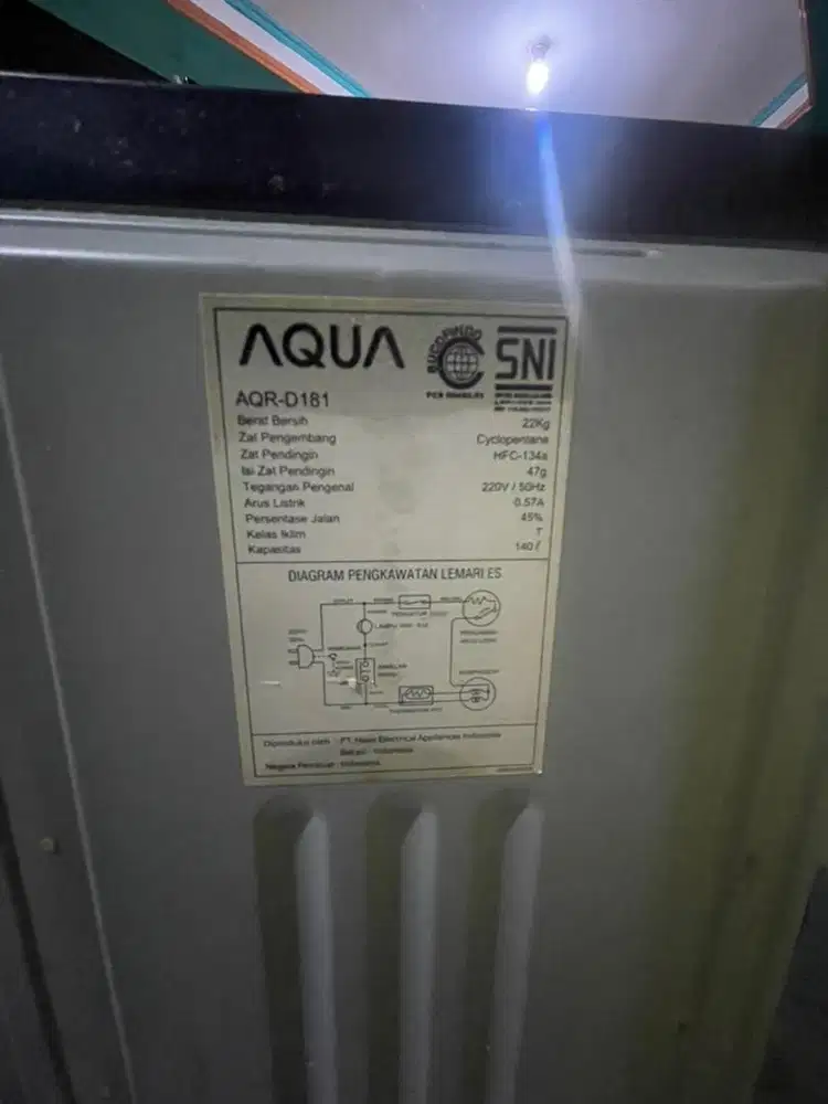 Dijual kulkas second merk Aqua 1 pintu