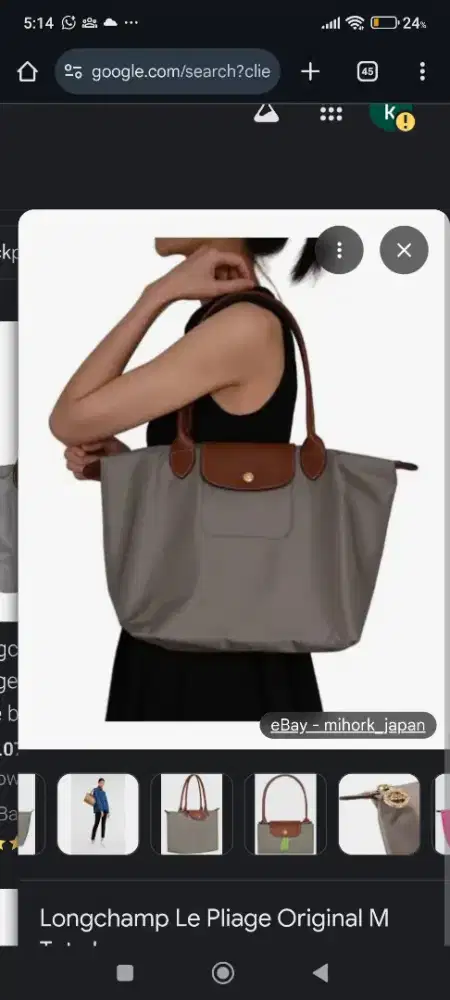 Longchamp dove grey, emboss ykk 45, made in tunisia, dm for detail