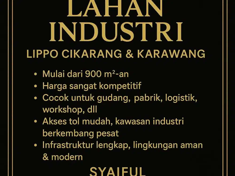 Dijual Lahan Industri Lippo Cikarang