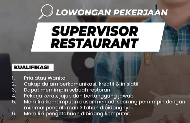 dicari supervisor restoran