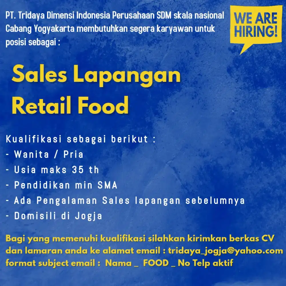 Sales Lapangan Retail Food