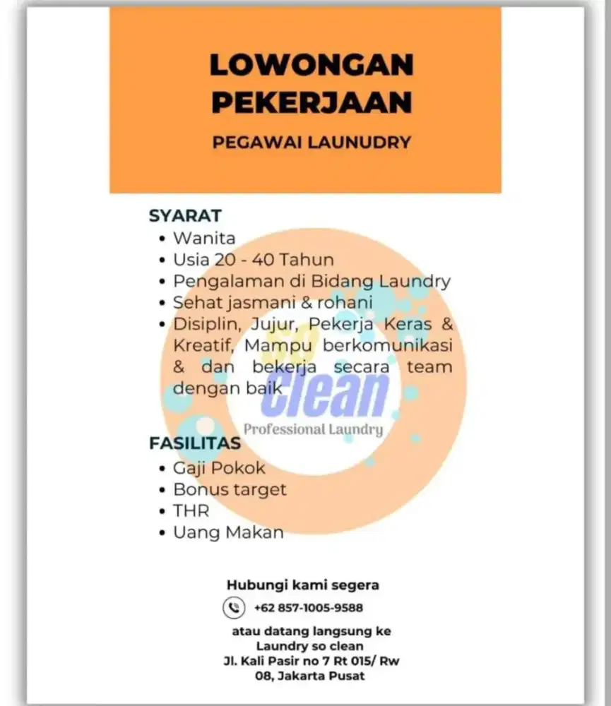 Lowongan kerja laundry