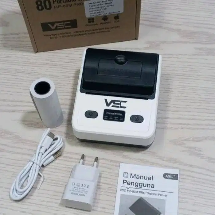 printer mobile thermal bluetooth 80mm VSC 80m 2000mah White NEw