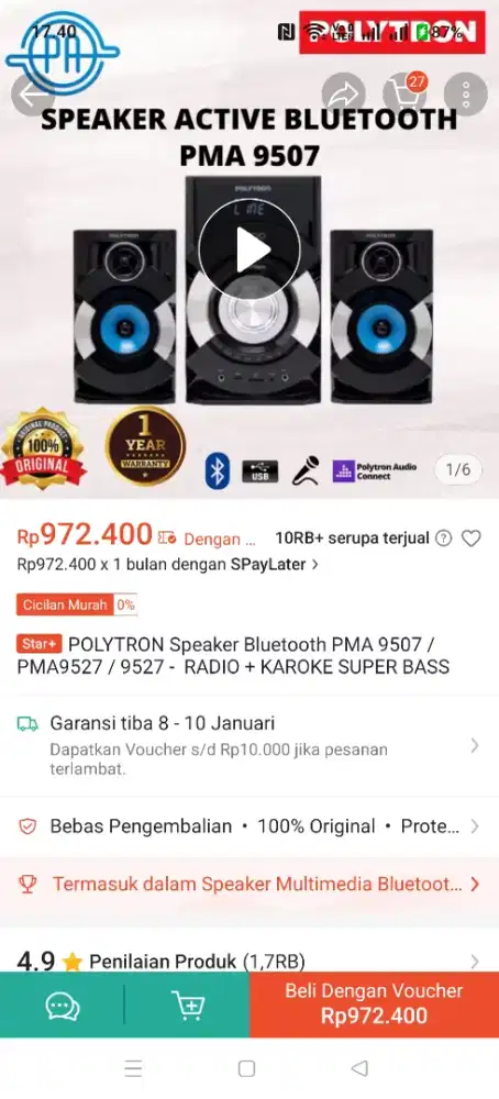 Di jual santai spiker Politron jarang pke