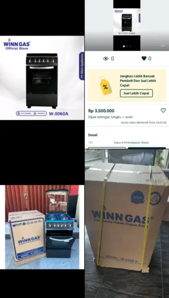 Dijual kompor oven 4 tungku