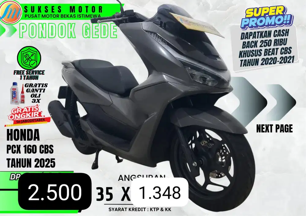 PCX 160 CBS TAHUN 2025 DP MURAH ANGS RINGAN PROSES KREDIT MUDAH CEPAT