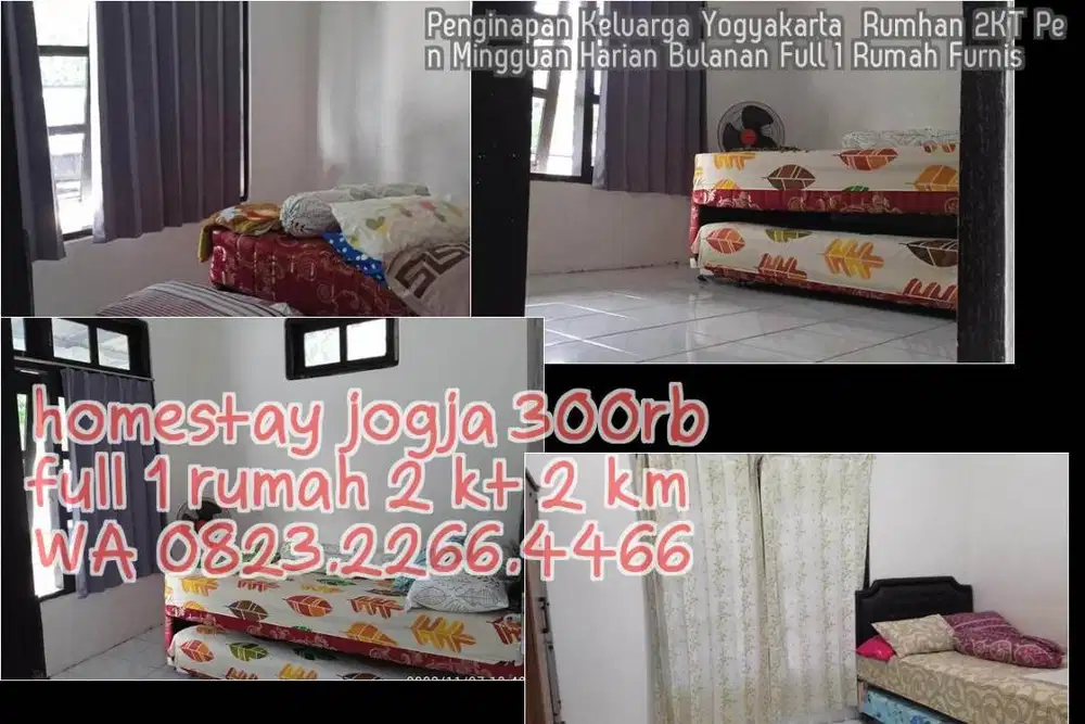 Penginapan Keluarga Yogyakarta  Rumhan 2KT Pen Mingguan Harian Bulanan