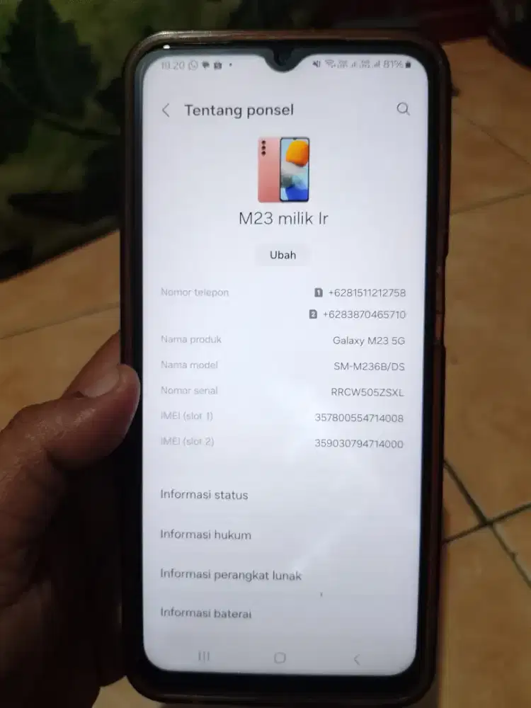 Samsung m23 jaringan 5g 8/128gb